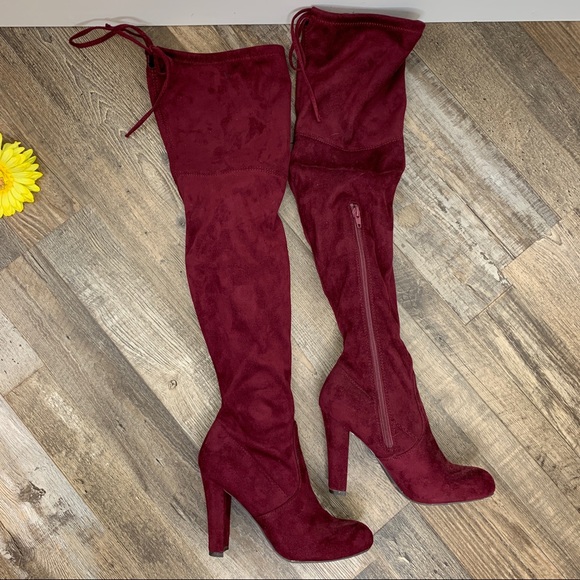Charlotte Russe Shoes - Charlotte Russe Knee High Side Zip Tie Back Boots Size 6